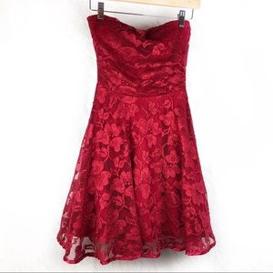 Deb size 5 short red semi formal strapless dress